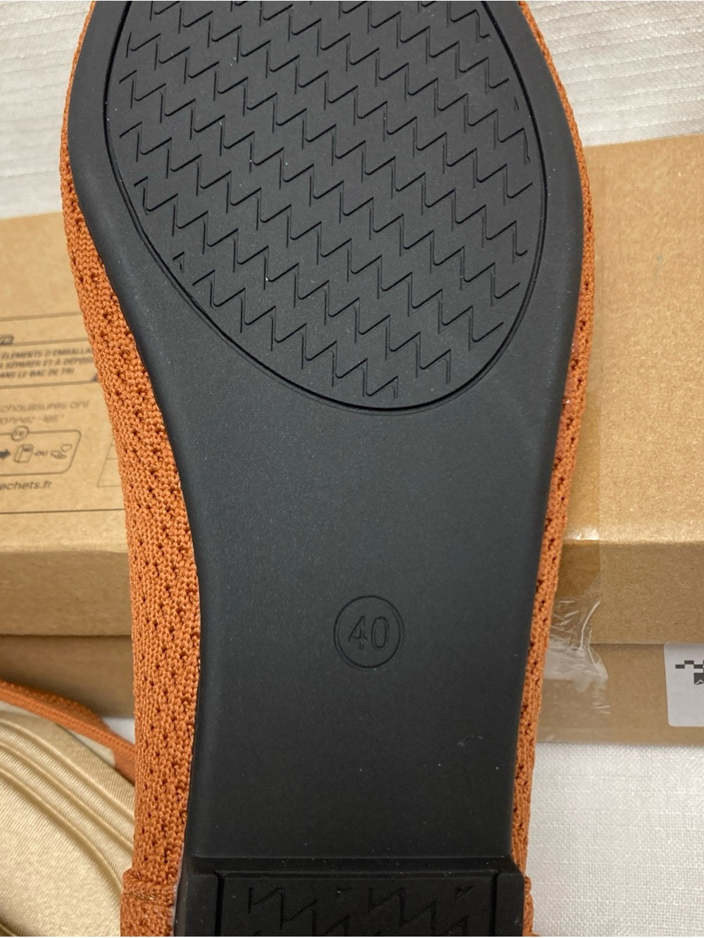 Women's Pointed Knit Ballet Flats - Rust - Picture 5 of 6
